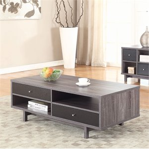 Coaster Storage Coffee Table in Antique Gray and Black