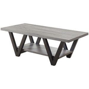 coaster higgins coffee table with lower shelf in antique gray and black