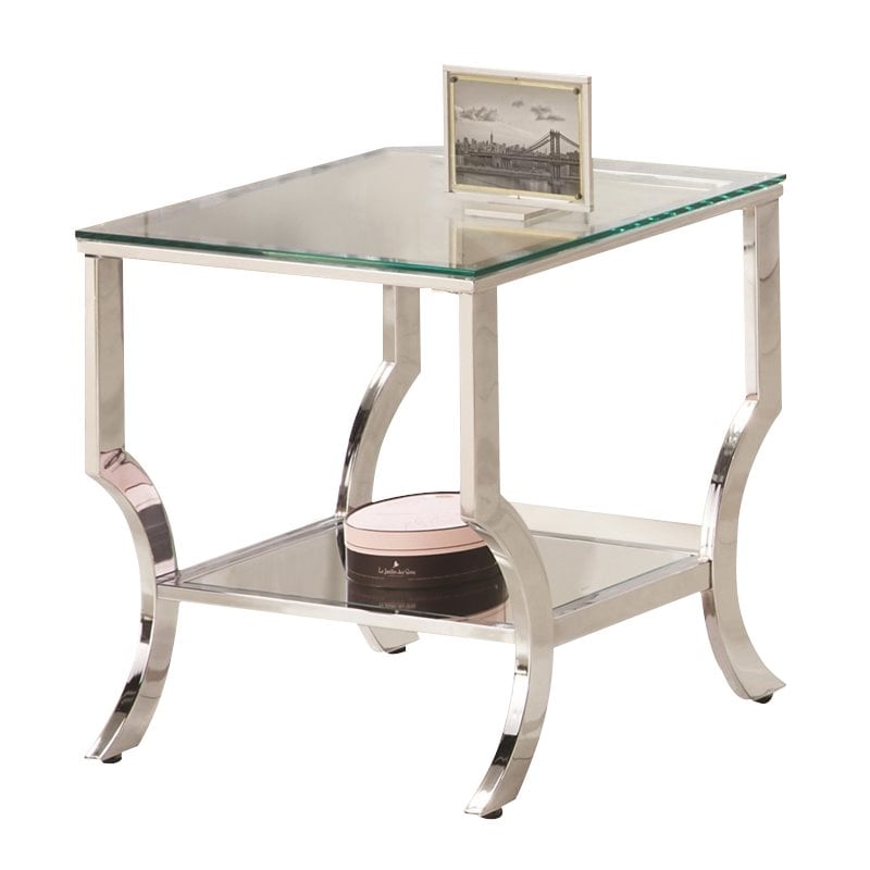 Coaster Square Glass Top End Table In, Square Glass Top End Table