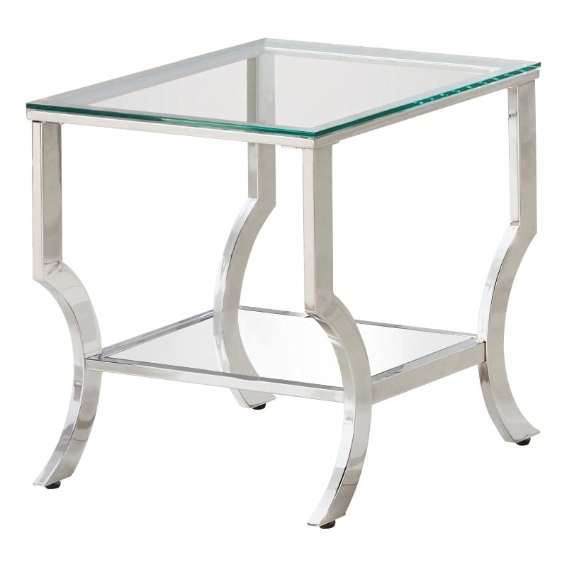 Saide Square Glass Top Side End Table Chrome