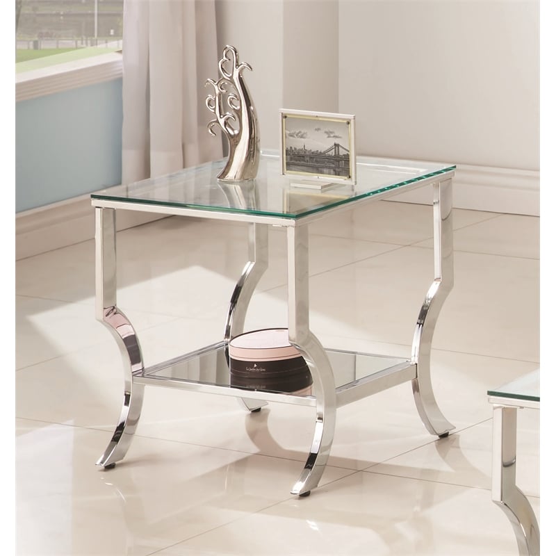 Saide Square Glass Top Side End Table Chrome