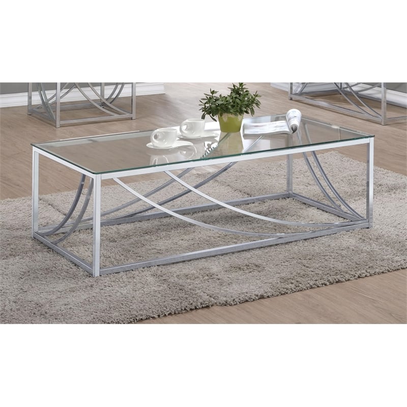 Lille Rectangular Glass Top Coffee Table Chrome