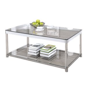 coaster claude glass top coffee table in chrome and clear