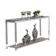 Coaster Claude Glass Top Console Table with Lower Shelf in Chrome and Clear