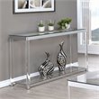 Coaster Claude Glass Top Console Table with Lower Shelf in Chrome and Clear