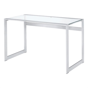 Hartford 47-inch Glass Top Writing Desk Chrome