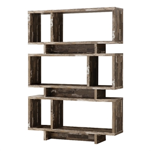 Coaster 3-Tier Geometric Backless Farmhouse Wood Bookcase in Brown