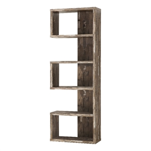 Coaster 5-Shelf Semi Backless Farmhouse Wood Bookcase in Brown