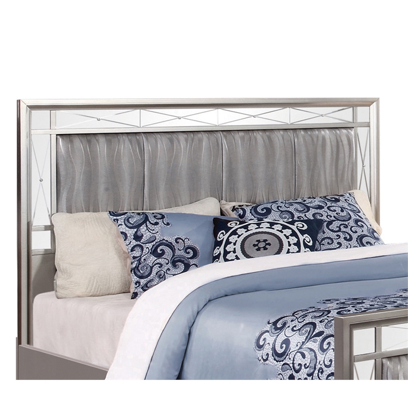 Coaster Leighton Wood Full Panel Bed with Mirrored Accents in Silver