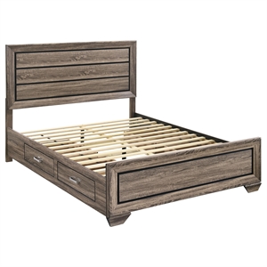 Kauffman Wood Eastern King Storage Panel Bed Washed Taupe