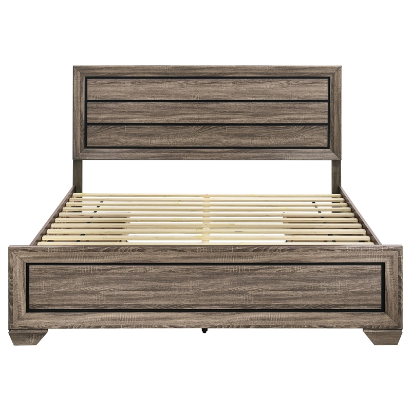 Kauffman Wood Eastern King Storage Panel Bed Washed Taupe