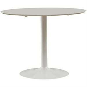 coaster lowry mid century modern round dining table in white