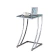 Coaster Contemporary Glass Top Accent End Table in Chrome