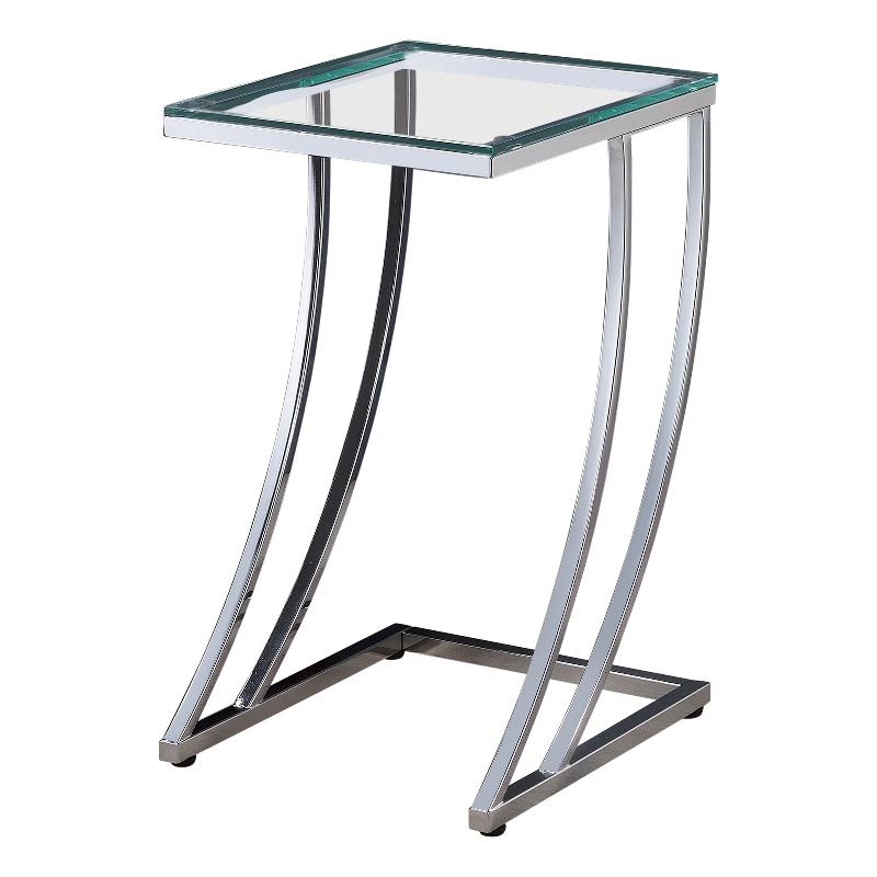 Coaster Contemporary Rectangular Glass Top End Table in Chrome