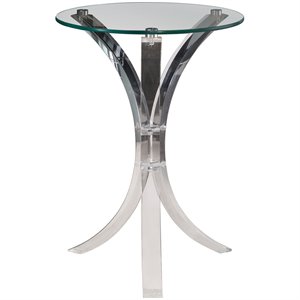 coaster round glass top end table in clear