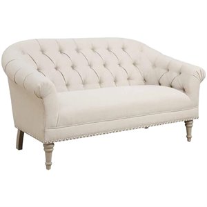 coaster tufted loveseat in natural and weathered gray