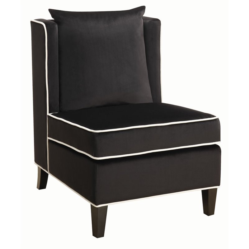 Coaster Velvet Upholstered Accent Chair in Black and White