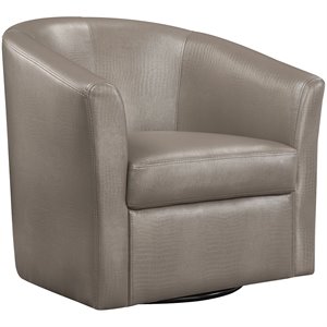 coaster faux leather swivel accent chair in champagne