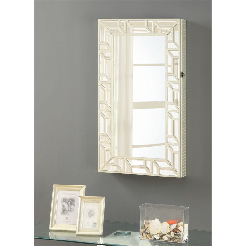 Wall Mount Jewelry Mirror coaster wall mount jewelry armoire mirror in champagne - 902747 Wall Mount Jewelry Mirror coaster wall mount jewelry armoire mirror in champagne - 902747