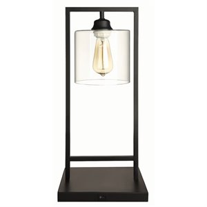 coaster industrail table lamp with glass shade in black