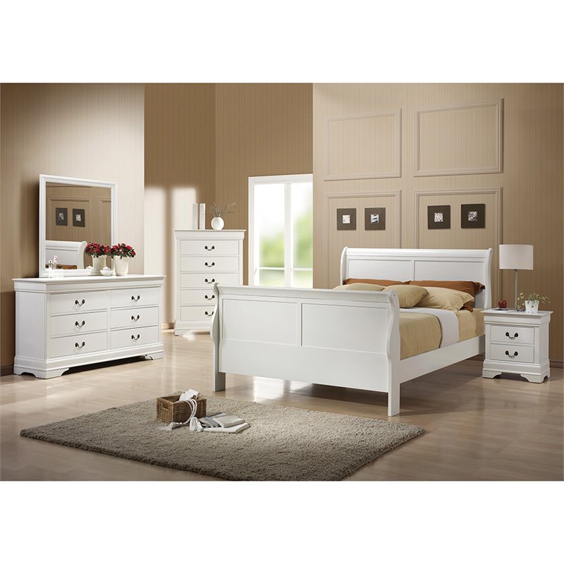 Coaster Louis Philippe 4 Piece Full Sleigh Bedroom Set in White