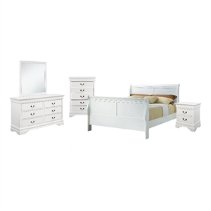 Coaster Louis Philippe 5-Piece Wood Full Sleigh Bedroom Set in White
