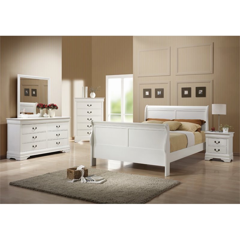Coaster Louis Philippe 5 Piece Queen Sleigh Bedroom Set in White