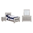 Coaster Leighton 4-Piece Wood Twin Panel Bedroom Set in Silver