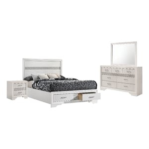 coaster miranda 4 piece storage panel bedroom set in white