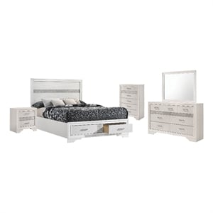 coaster miranda 5 piece storage panel bedroom set in white