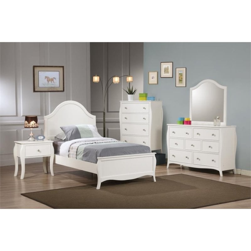 Coaster Pepper 5 Piece Twin Panel Bedroom Set in White