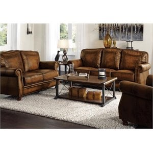 coaster montbrook leather sofa set in brown