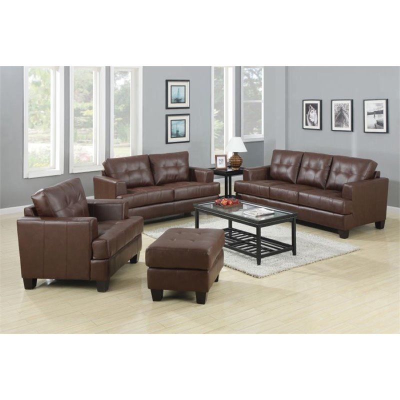 Details About Coaster Samuel 3 Piece Faux Leather Stationary Sofa Set In Dark Brown Details About Coaster Samuel 3 Piece Faux Leather Stationary Sofa Set In Dark Brown