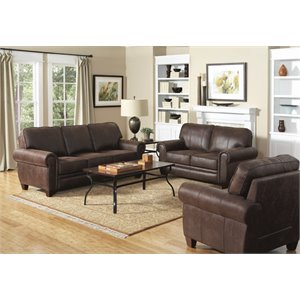 Coaster Bentley Microfiber Sofa Set in Brown