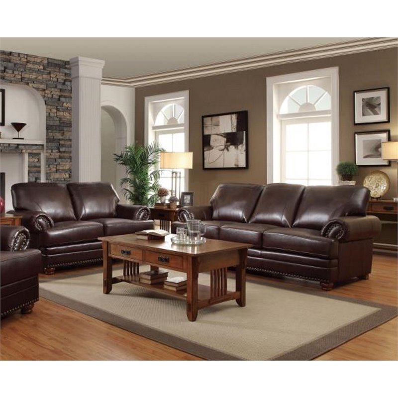 Piece Faux Leather Sofa Set In Brown, All Leather Sofa Sets