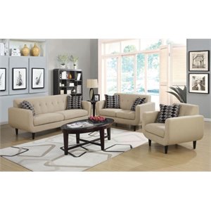 Coaster Stansall 3 Piece Upholstered Modern Sofa Set