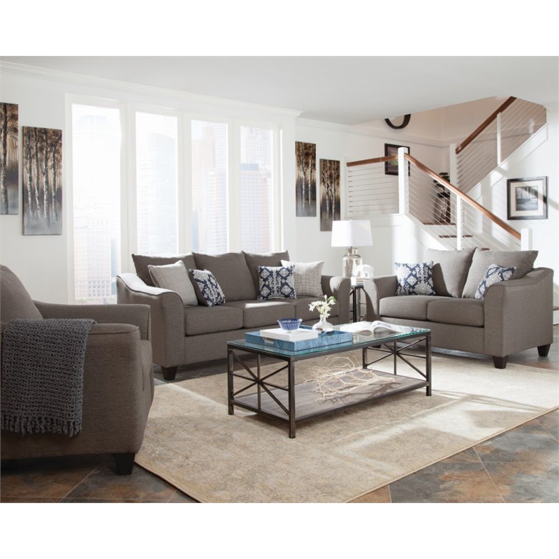 Coaster Salizar 3 Piece Flared Arm Sofa Set In Brown 506021 S3 Coaster Salizar 3 Piece Flared Arm Sofa Set In Brown