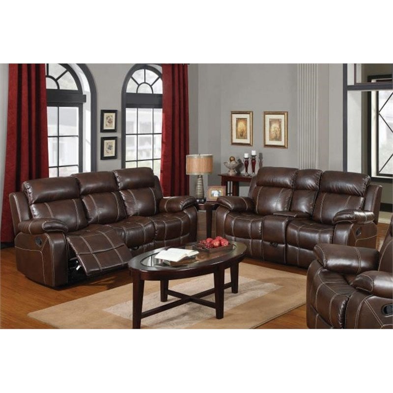 Leather Reclining Sofa Set, 2 Piece Living Room Set Leather
