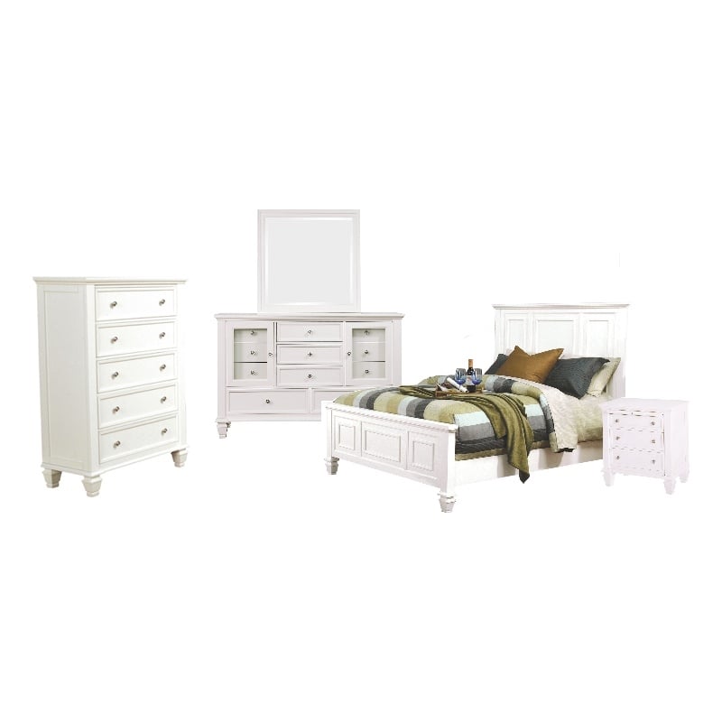 Sandy Beach 5-piece Queen Bedroom Set Cream White