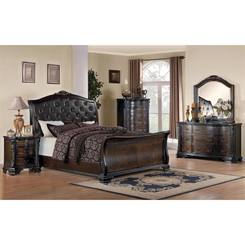 Coaster Maddison 5 Piece California King Sleigh Bedroom Set In Brown Coaster Maddison 5 Piece California King Sleigh Bedroom Set In Brown