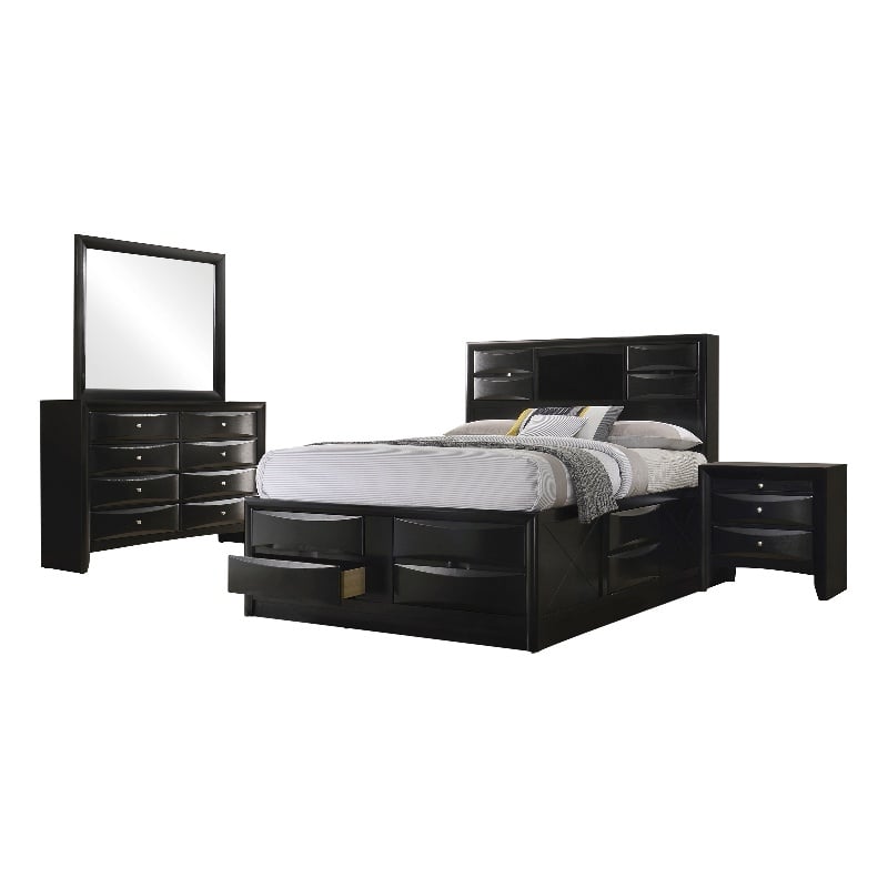 Coaster Briana 4-Piece Wood Eastern King Storage Bedroom Set In Black ...