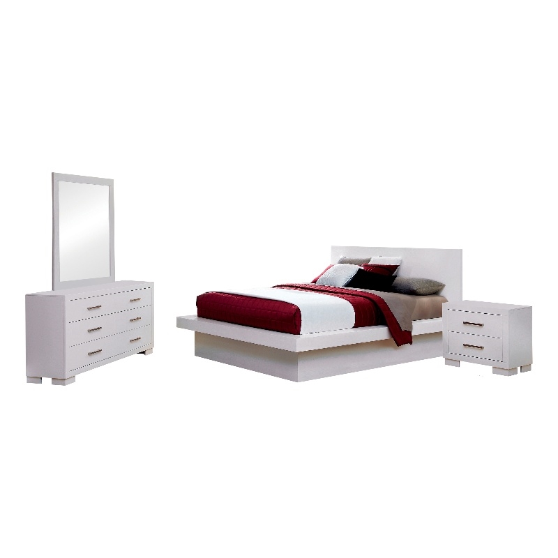 Jessica 4-piece Eastern King LED Bedroom Set Snow White
