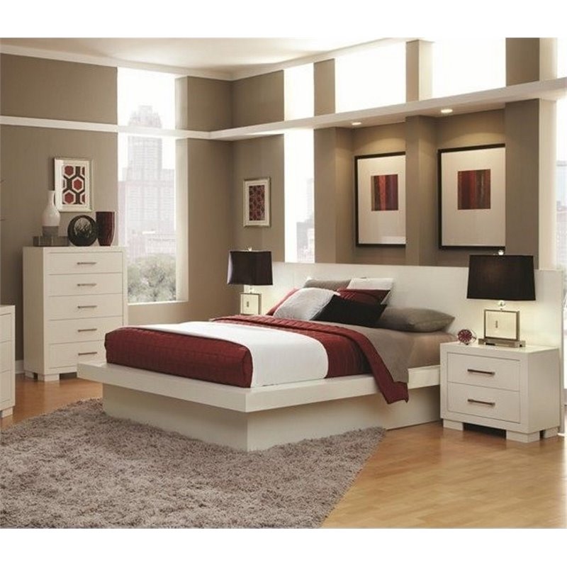 coaster jessica 4 piece platform bedroom set in white - 202990x-pkg