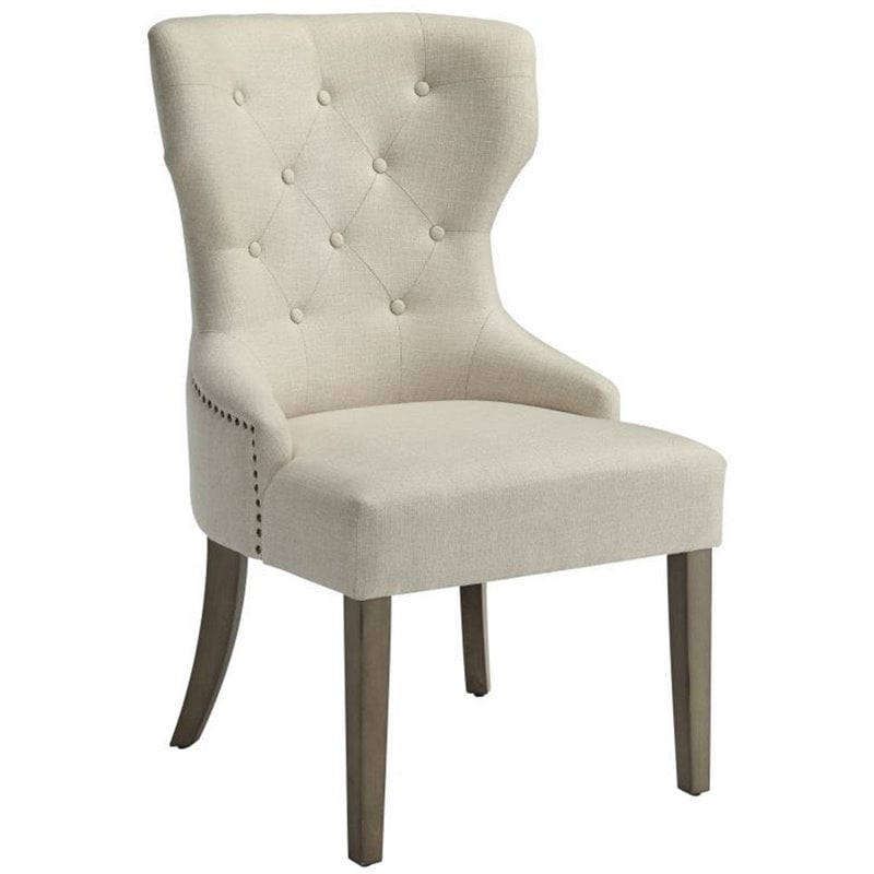 Coaster Florence Tufted Dining Side Chair in Beige and Rustic Smoke