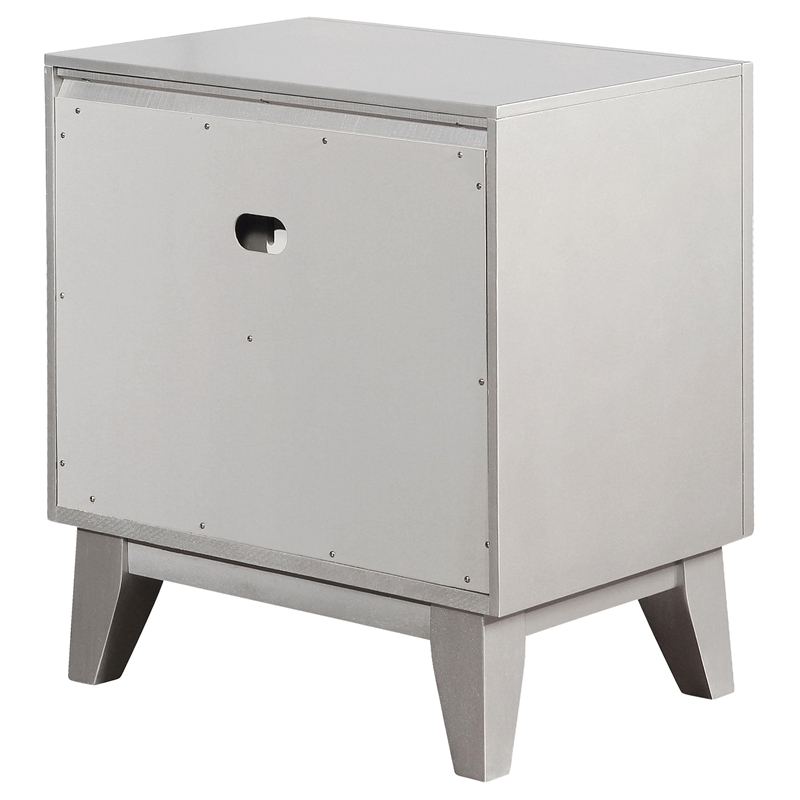 Coaster Leighton Contemporary 2-Drawers Wood Bedroom Nightstand in Silver