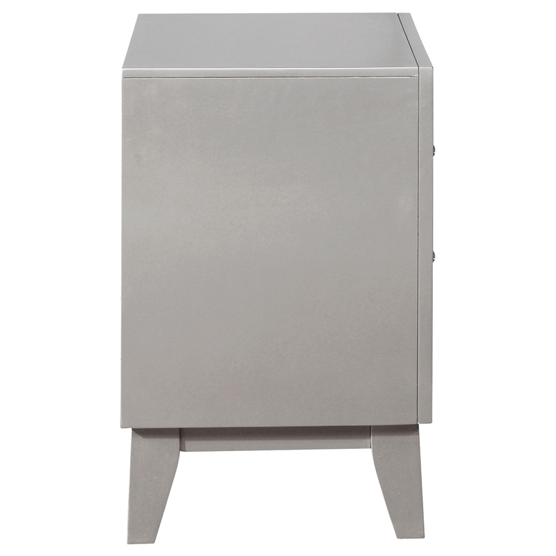 Coaster Leighton Contemporary 2-Drawers Wood Bedroom Nightstand in Silver