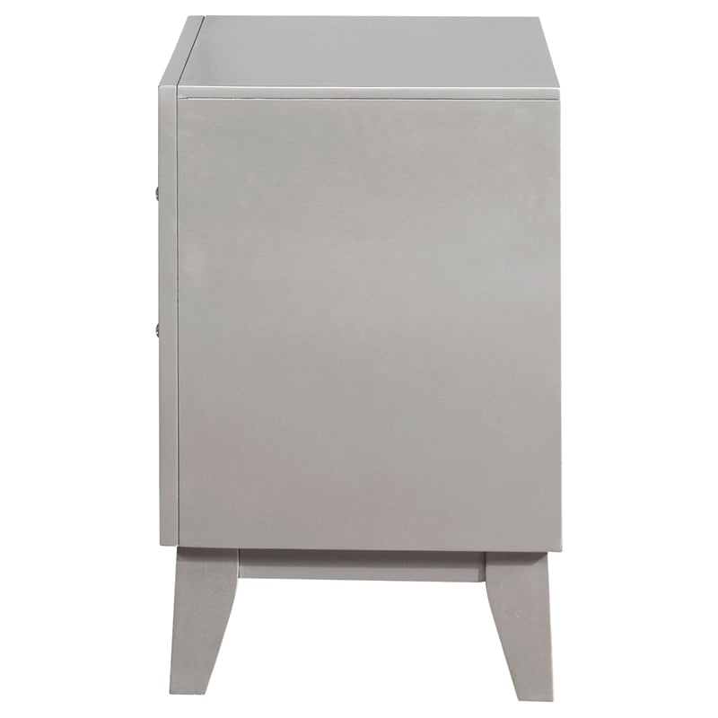 Coaster Leighton Contemporary 2-Drawers Wood Bedroom Nightstand in Silver