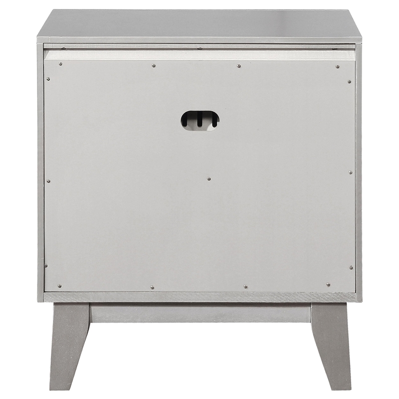Coaster Leighton Contemporary 2-Drawers Wood Bedroom Nightstand in Silver