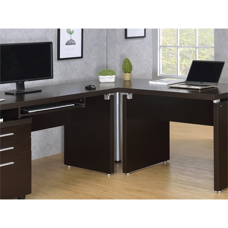 Coaster Skylar Square Wood Top Corner Table Cappuccino and Silver