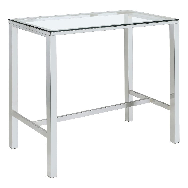 Tolbert Rectangular 47-inch Glass Top Pub Bar Table Chrome